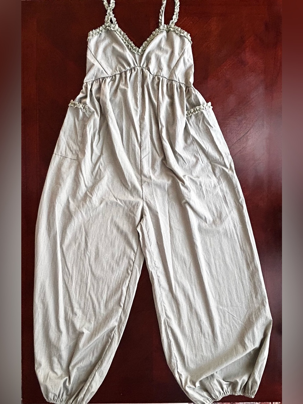 Women's green Braided-Strap Wide-Leg Jumpsuit size M